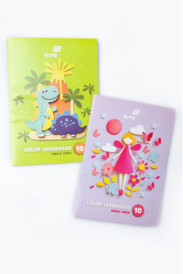 Картон кольоровий, 10 аркушів, А4, односторонній, KITE